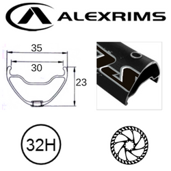 BICYCLE PARTS - RIM 27.5/650B X 30MM - ALEX SUPRA 35 - 32H - (584 X 30) - PRESTA VALVE - DISC BRAKE - D/W - BLACK - EYELETED - TUBELESS READY - WELDED JOIN