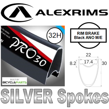 Alex Rims ALEX PRO30 700C Front Wheel With Black Rim, Silver Spokes, QR Skewer - Quality Bicycle Components For Enhanced Cycling Performance