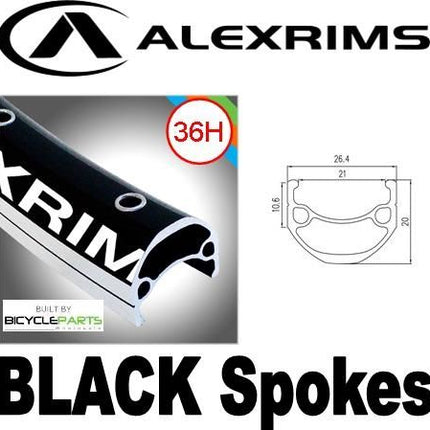 Alex Rims WHEEL - 29ER ALEX DM21 36H BLACK RIM, FLIP FLOP 3/8 NUTTED (110MM OLD) LOOSE BALL JOYTECH BLACK HUB, BLACK SPOKES