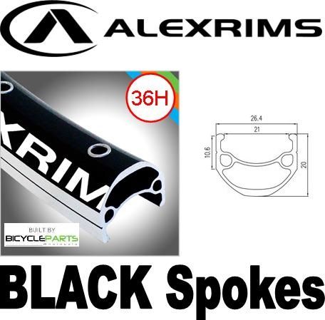 Alex Rims WHEEL - 29ER ALEX DM21 36H BLACK RIM, FLIP FLOP 3/8 NUTTED (110MM OLD) LOOSE BALL JOYTECH BLACK HUB, BLACK SPOKES