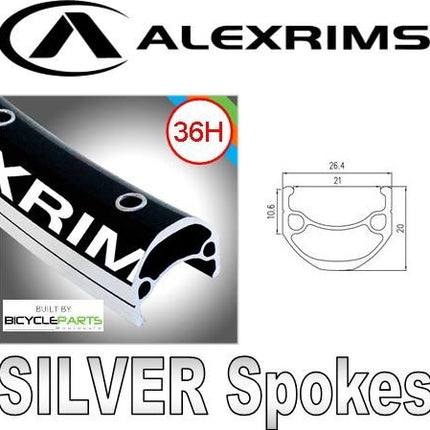 Alex Rims WHEEL - 29ER ALEX DM21 36H BLACK RIM, FLIP FLOP 3/8 NUTTED (110MM OLD) LOOSE BALL JOYTECH BLACK HUB, SILVER SPOKES