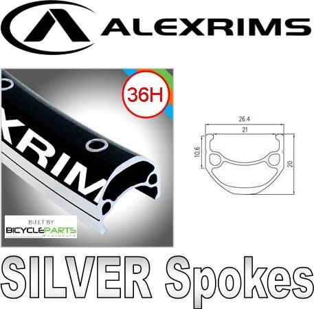 Alex Rims WHEEL - 29ER ALEX DM21 36H BLACK RIM, FLIP FLOP 3/8 NUTTED (110MM OLD) LOOSE BALL JOYTECH BLACK HUB, SILVER SPOKES