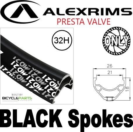 Alex Rims Alexrims 29er MD21 Bicycle Rim Black Aluminum 700c Disc Brake Tubeless Ready 32 Spoke Holes For Mountain Bike Cycling