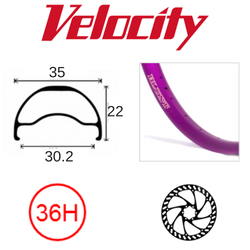 BICYCLE PARTS - RIM 26 X 30MM - VELOCITY BLUNT 35 - 36H - (559 X 30) - PRESTA VALVE - DISC BRAKE - D/W - PURPLE - TUBELESS READY - (ERD 535)