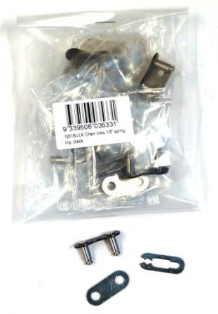 BICYCLE PARTS - CHAIN LINK - 1/8 , SPRING CLIP TYPE, BLACK (BAG OF 10)