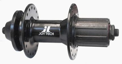 BICYCLE PARTS - HUB, JOYTECH 8/10 SPEED CASSETTE 6 BOLT DISC BLACK ALLOY Q/R 36H (135MM OLD)