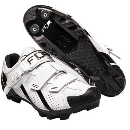 FLR MTB Cycling Shoes Size 36 White Black M250 Outsole Clip Velcro Laces Performance Outdoor Riding Gear