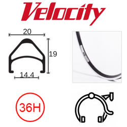 BICYCLE PARTS - RIM 16 X 1 3/8 X 14MM - VELOCITY AEROHEAD - 36H - (349 X 14) - (ERD 322) - PRESTA VALVE - RIM BRAKE - D/W - BLACK - MSW