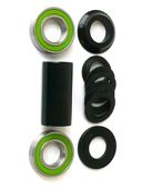 BICYCLE PARTS - BOTTOM BRACKET SET - FOR 19MM, SPANISH TYPE, DOES NOT INCLUDE SPINDLE, WITH SEALED BEARINGS, SET OF 10 PIECES, BLACK