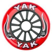 BICYCLE PARTS - SCOOTER WHEEL, YAK, 100MM, SILVER PLASTIC CORE WITH RED 88A PU