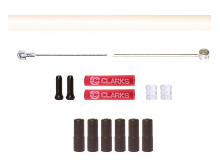 BICYCLE PARTS - BRAKE KIT FRONT & REAR, - UNIVERSAL INNER & OUTER, 2000 &1000MM STAINLESS STEEL CABLES, 5MM 2P WHITE 1700MM HOUSING, W/ 6 FERRULES & 2 X DONUTS