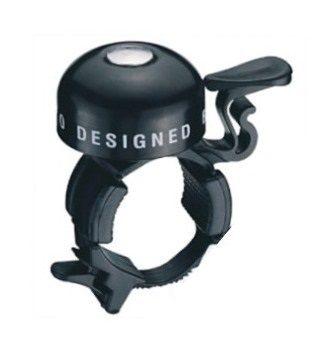 BICYCLE PARTS - BELL - ALLOY, FLICK BELL, PLASTIC STRAP MOUNT, FITS OVERSIZE OR STANDARD SIZE HANDLEBARS