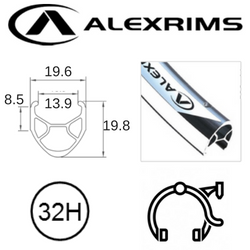 BICYCLE PARTS - RIM 700C X 14MM - ALEX R450 - 32H - (622 X 14) - PRESTA VALVE - RIM BRAKE - D/W - SILVER - MSW