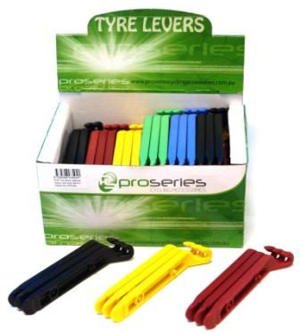 BICYCLE PARTS - TYRE LEVERS, NYLON, SET OF 3PCS, 30 SETS PER BOX, ASSORTED COLOR.