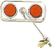 BICYCLE PARTS - MIRROR, RECTANGULAR, 140MM ARM LENGTH, WITH RED REFLECTORS.