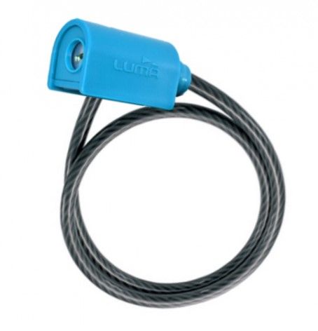 BICYCLE PARTS - LUMA LOCK - CABLE KEY LOCK, BLACK WITH BLUE HIGHLIGHTS, 8MM X 1850MM, 7318 SPIRAL LOCK, LUMA NO1 LOCK BRAND IN SPAIN