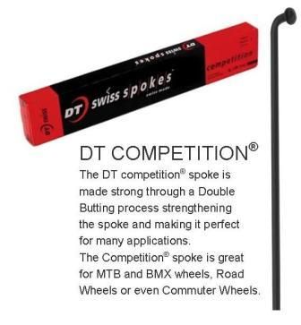 DT Swiss Competition 264mm J-hook Double Butted Stainless Steel Bike Spokes For MTB, BMX, Road & Commuter Wheels