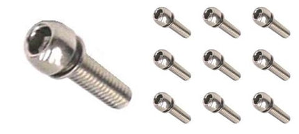 BICYCLE PARTS - STEM BOLT M6, 20MM, ALLEN KEY TYPE, ROUND HEAD, STAINLESS STEEL (BAG 10)
