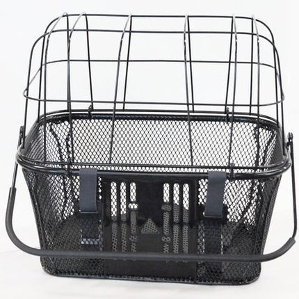 BICYCLE PARTS - BASKET - LARGE FRONT - PET CARRIER, FIXED BASE, INCLUDES DOME WIRE CLIP IN LID, PADDED BASE & ANCHOR STRAP, 40CM X 30CM X 35CM