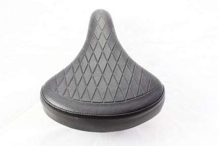 BICYCLE PARTS - SADDLE LADIES RETRO, 250MM X 190MM, VINYL QUILTED TOP, DUAL COIL SPRINGS, BLACK