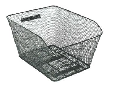 BICYCLE PARTS - BASKET - REAR, FIXED WITH FITTINGS, BLACK, 41CM X 33CM X 25CM