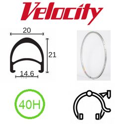 BICYCLE PARTS - RIM 27 X 14MM - VELOCITY AERO - 40H - (630 X 14) - PRESTA VALVE - RIM BRAKE - D/W - SILVER