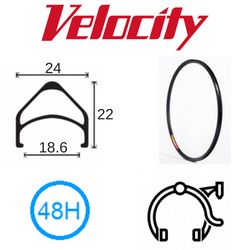 BICYCLE PARTS - RIM 26 X 18MM - VELOCITY AEROHEAT - 48H - (559 X 18) - PRESTA VALVE - RIM BRAKE - D/W - BLACK (ANODISED) - MSW
