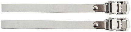 BICYCLE PARTS - LEATHER TOE STRAPS, PAIR, WHITE, FOR TOE CLIPS (SOLD IN PAIRS) L: 430MM