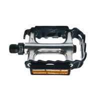 BICYCLE PARTS - PEDALS 9/16 SEALED BEARINGS, ALLOY BODY & CAGE, CRO - MO AXLE, SILVER/BLACK