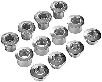 BICYCLE PARTS - CHAINRING BOLT KITS, MTB SCREW FOR TRIPLE (4 ARMS) STEEL & STAINLESS SILVER