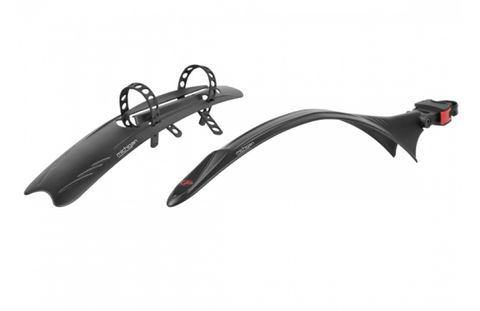 BICYCLE PARTS - MUDGUARD SET 26 - 29ER/700C, FRONT & REAR, QR REAR, DOWNTUBE MUDFLAP FOR FRONT, QUALITY POLISPORT PRODUCT (FRONT 60MM/REAR 45MM WIDE)