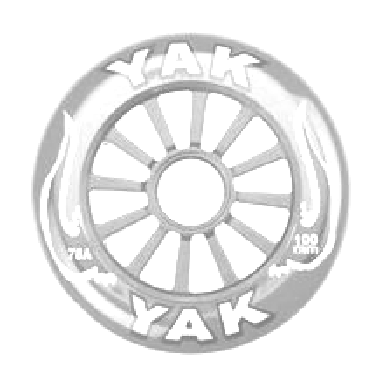 BICYCLE PARTS - SCOOTER WHEEL, YAK , 100MM, SILVER PLASTIC CORE, WHITE PU