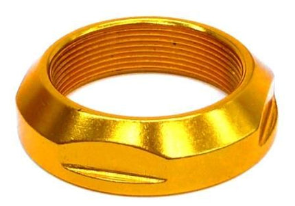 BICYCLE PARTS - ADD SOME BLING LOCK NUT, GOLD, OD 1 1/8 ID 25.4 DIA, ALLOY