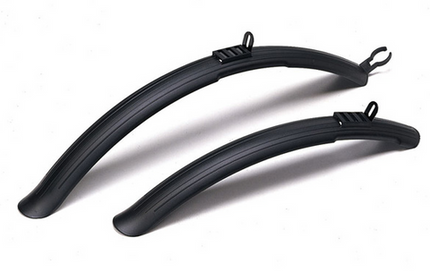 BICYCLE PARTS - MUDGUARD SET - P.P. FRONT & REAR FITS 24 - 26 , BLACK (60MMW - R670MML - FRONT 530MML)