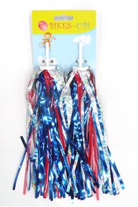 BICYCLE PARTS - STREAMERS - GRIP STREAMERS, BIKES UP , SILVER RED & BLUE