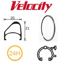 BICYCLE PARTS - RIM 16 X 1 3/8 X 14MM - VELOCITY AEROHEAD OC - 24H - (349 X 14) - PRESTA VALVE - RIM BRAKE - D/W - BLACK - MSW - OCR