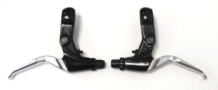 BICYCLE PARTS - BRAKE LEVERS - U BRAKE LEVERS, ALLOY, FOR U BRAKE, BLACK/SILVER (SOLD IN PAIRS) FOR 16 - 20 BIKES