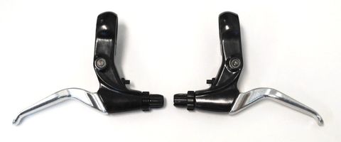 BICYCLE PARTS - BRAKE LEVERS - U BRAKE LEVERS, ALLOY, FOR U BRAKE, BLACK/SILVER (SOLD IN PAIRS) FOR 16 - 20 BIKES