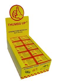 BICYCLE PARTS - PUNCTURE REPAIR KIT - BULK THUMBS UP DISPLAY BOX 50 (7 PATCHES, GLUE)