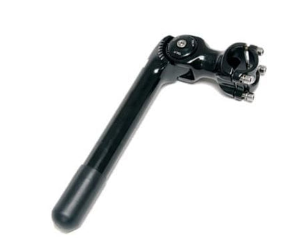 BICYCLE PARTS - QUILL STEM - 110MM EXT, ADJUSTABLE 0 TO 60 DEGREE, 185MM HEIGHT., 25.4MM DIA., 31.8MM BB, BLACK