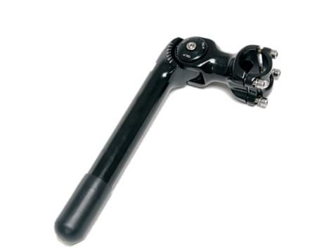 BICYCLE PARTS - QUILL STEM - 110MM EXT, ADJUSTABLE 0 TO 60 DEGREE, 185MM HEIGHT., 25.4MM DIA., 31.8MM BB, BLACK