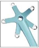 BICYCLE PARTS - CRANK SET 170MM CRANK, 130 BCD, USES 103MM BB, LEFT & RIGHT, SINGLE SPEED, ALLOY BABY BLUE