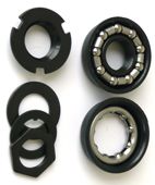BICYCLE PARTS - BOTTOM BRACKET PARTS - AMERICAN TYPE LOOSE BB SET, SET OF 9 PIECES, DOES NOT INCLUDE SPINDLE, BLACK