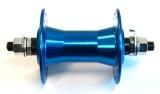 BICYCLE PARTS - HUB FRONT, NUTTED, BMX ALLOY AXLE 3/8 BLUE 36HOLE 100MM OLD