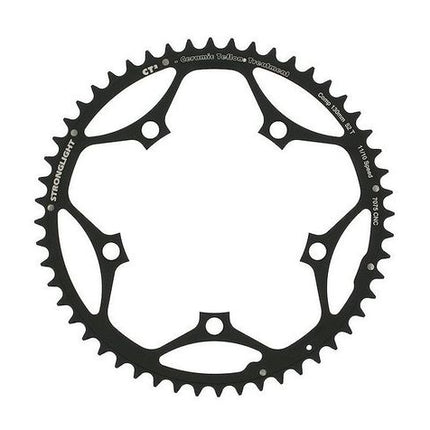Stronglight CT2 52T Black Road Chainring 130 BCD 11/10 Speed 7075-T6 Aluminum Ceramic Teflon Treatment Outer 5 Arms