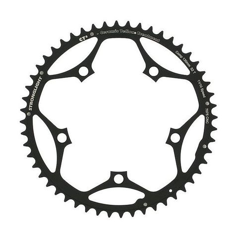 Stronglight CT2 52T Black Road Chainring 130 BCD 11/10 Speed 7075-T6 Aluminum Ceramic Teflon Treatment Outer 5 Arms