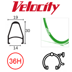 BICYCLE PARTS - RIM 700C X 14MM - VELOCITY DEEP V - 36H - (622 X 14) - PRESTA VALVE - RIM BRAKE - D/W - GREEN - MSW