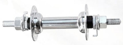 BICYCLE PARTS - HUB FRONT, NUTTED, CHROME STEEL 28H (100 OLD) 5/16 AXLE .