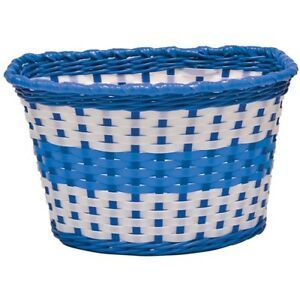 Oxford Junior Woven Bike Basket Blue White Striped Cycling Accessories For Kids And Adults Durable Plastic For Commuting And Storage