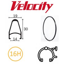 BICYCLE PARTS - VELOCITY RIM - DEEP V 700C 16H BLACK ANO MSW